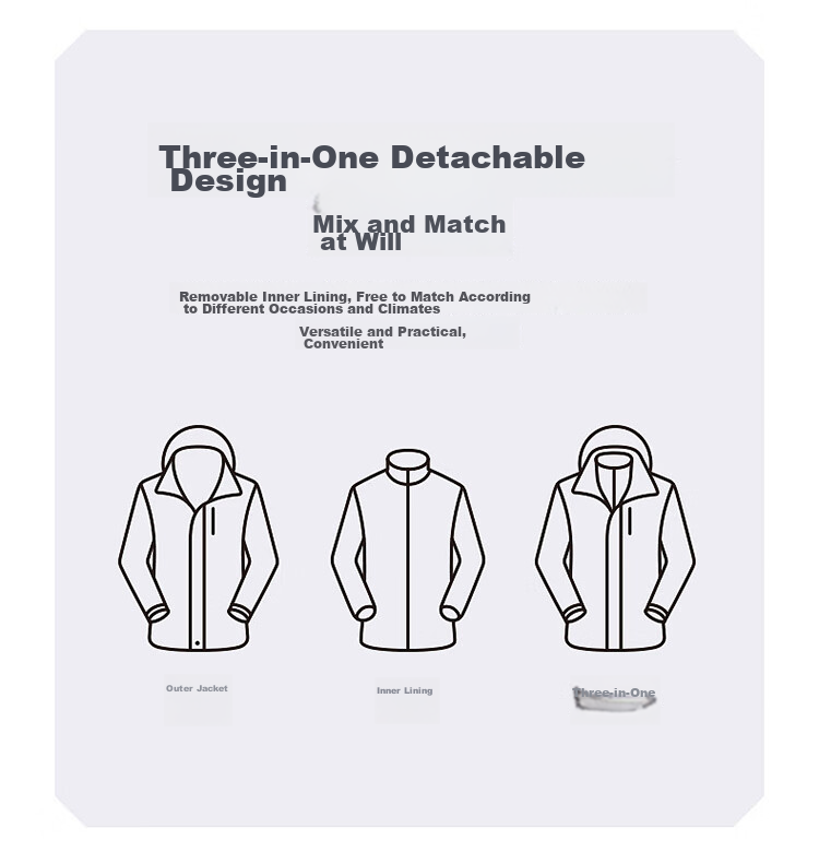 JEEP Unisex Couple Winter 3-in-1 Down Jacket Black L 8