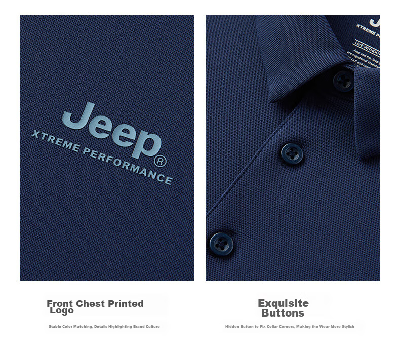 Jeep Quick-Dry Polo Shirt for Men, UPF40+ Sun Protection Short-Sleeve T-Shirt, Men's Outdoor Collared Quick-Dry Shirt, 9905 Navy Blue, 4XL 36