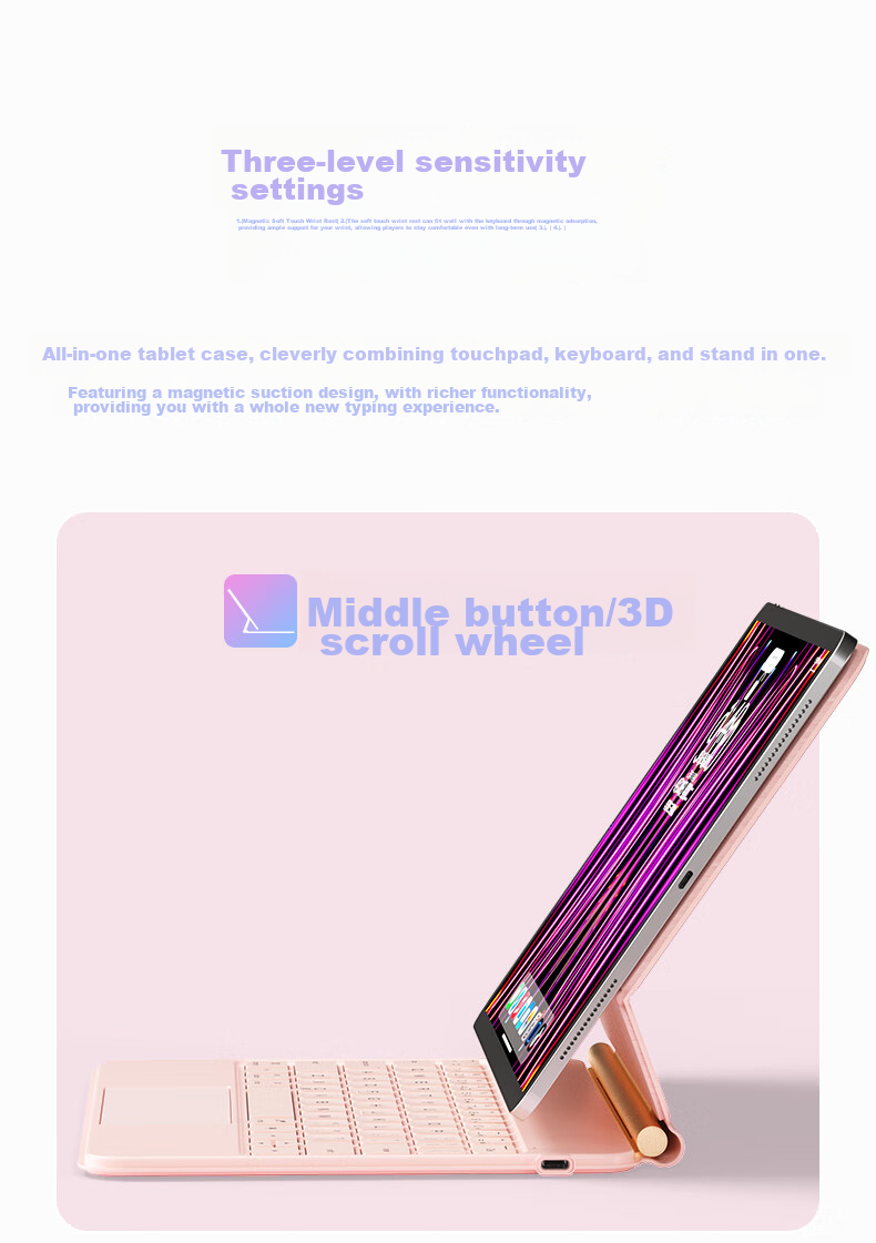 B.O.W Hangshi HB354 2026 Miao Kong Keyboard IPad Air4/5 Protective Case, Air6/7 Magnetic Shell, Floating 21/22Pro 10.9/11 Inch, 64 Keys, Three-Level Backlight, Black 5