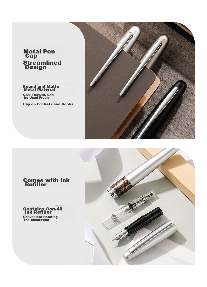 PILOT 88G Fountain Pen, Business Signature Pen, Metal Barrel, for Students' Handwriting Practice, Adult Calligraphy, Gift, FP-MR2, Black Crocodile Pattern, M Nib 8