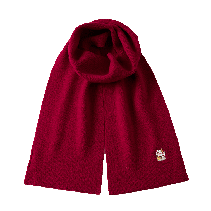 JIUMU Pure Wool Scarf for Women, Autumn And Winter, Zodiac Year Red, Warm Neck Wrap, Gift for Girls, Gift for Mom, Mid-Autumn Festival Birthday Present