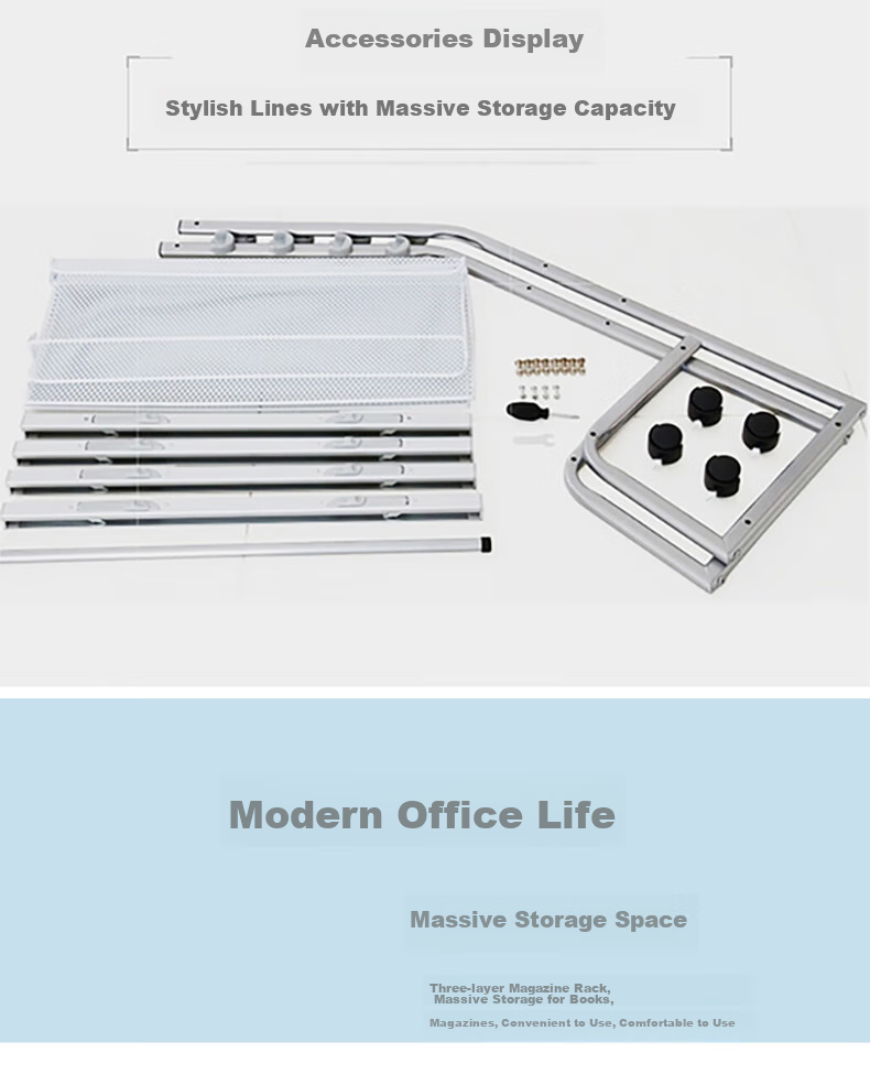 Deli Five-Tier Aluminum Alloy Clip Newspaper Rack Magazine Stand Bookshelf, Promotional Periodical Display Shelf, Floor-Standing Rack Office Storage Shelf, Height 0.87 Meters 8