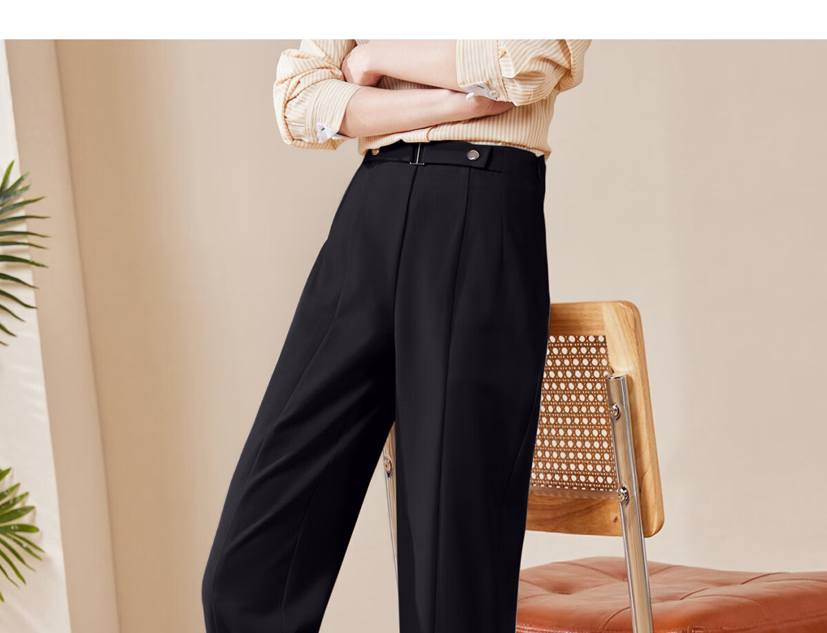 Chushen Spring Autumn Women's Casual Pants with Designer Belt High Waist Straight Slim Fit Cropped Harem Pants S13KK2517 12