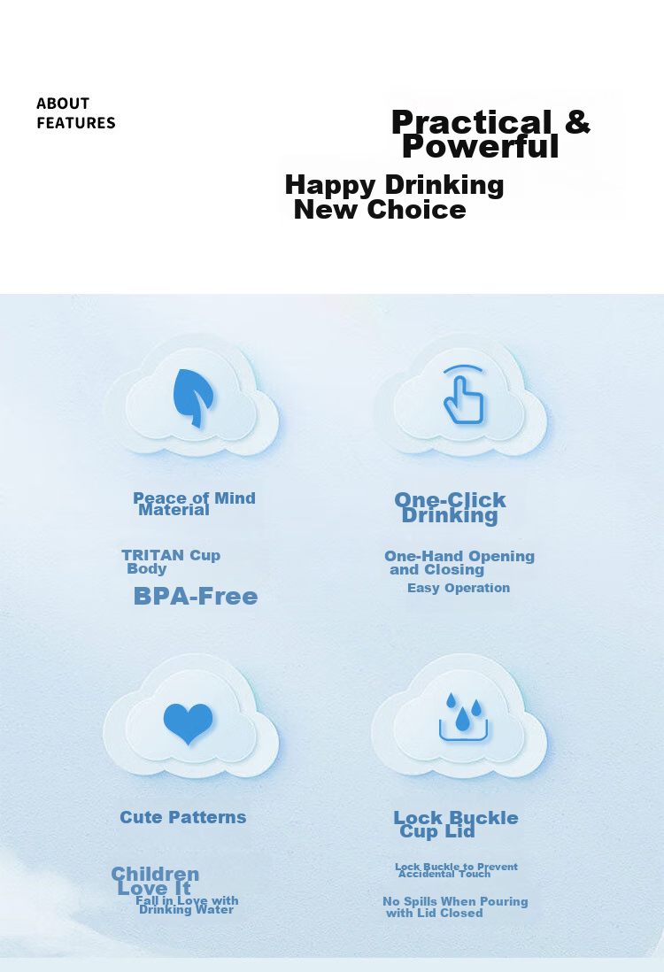 Contigo Plastic Cup, Student Sports Water Bottle, Dragon Mouth Drinking Cup, HBC-DEM112, Lemon Swimming Pool, 450ml 1