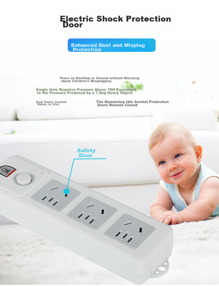 Zidantou New National Standard Safe Power Strip/power Bar/power Extension Cord, 3 Outlets with Master Switch, Total Length 1.8 Meters, TS-103c 5