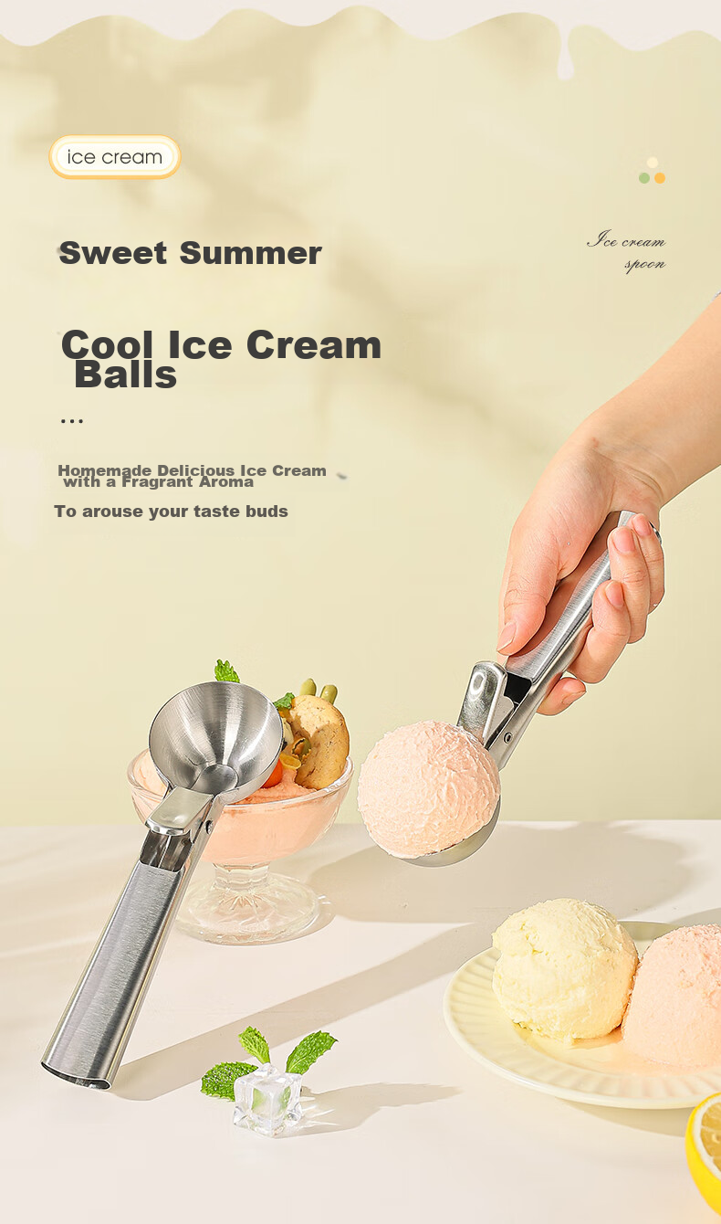 Guangyi Ice Cream Spoon, Popsicle Scoop, Ice Cream Scoop, Watermelon Scoop, Stainless Steel Fruit Baller, GY7914 3