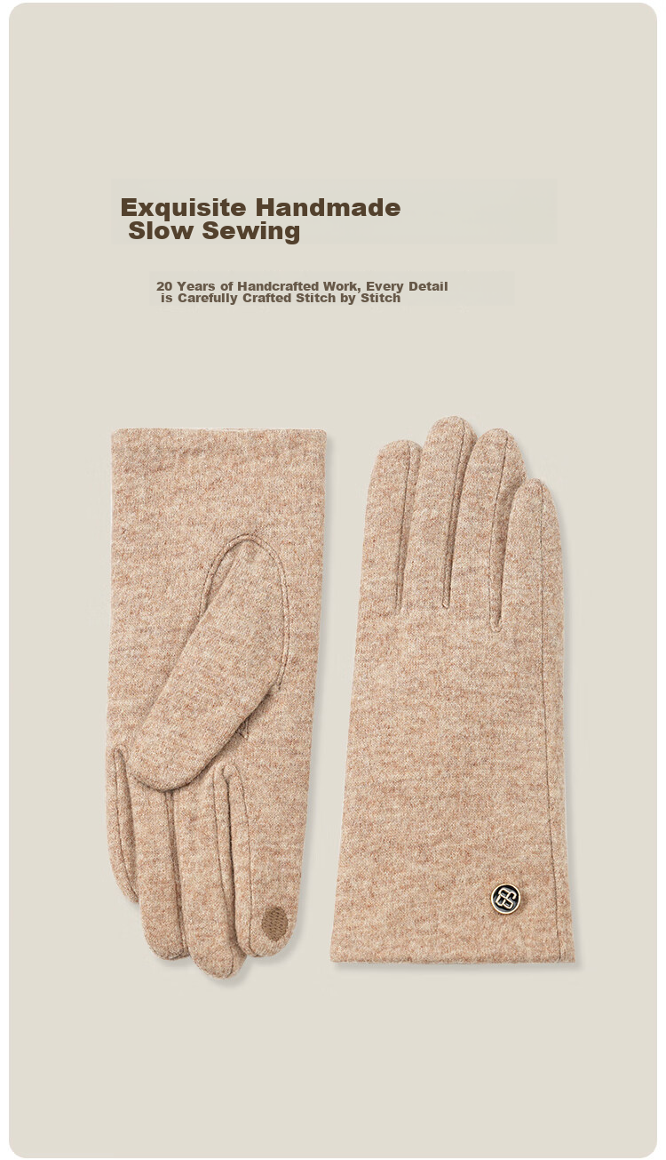 JIUMU Wool Thermal Gloves for Women, Winter Thickened Fleece-Lined, Windproof And Cold-Resistant, Touchscreen Compatible Driving Gloves 6