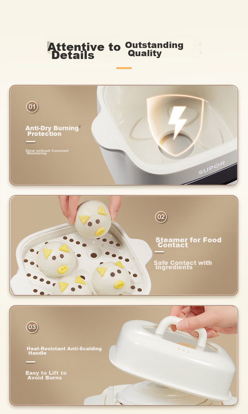 SUPOR Electric Stew Pot, Electric Stew Cup, Double Boiler, Soup Pot, Bird's Nest Stew Cup, Soup Stew Pot, Soup Stew Cup Steamer, Baby Food Cooker DZ10YC866 16