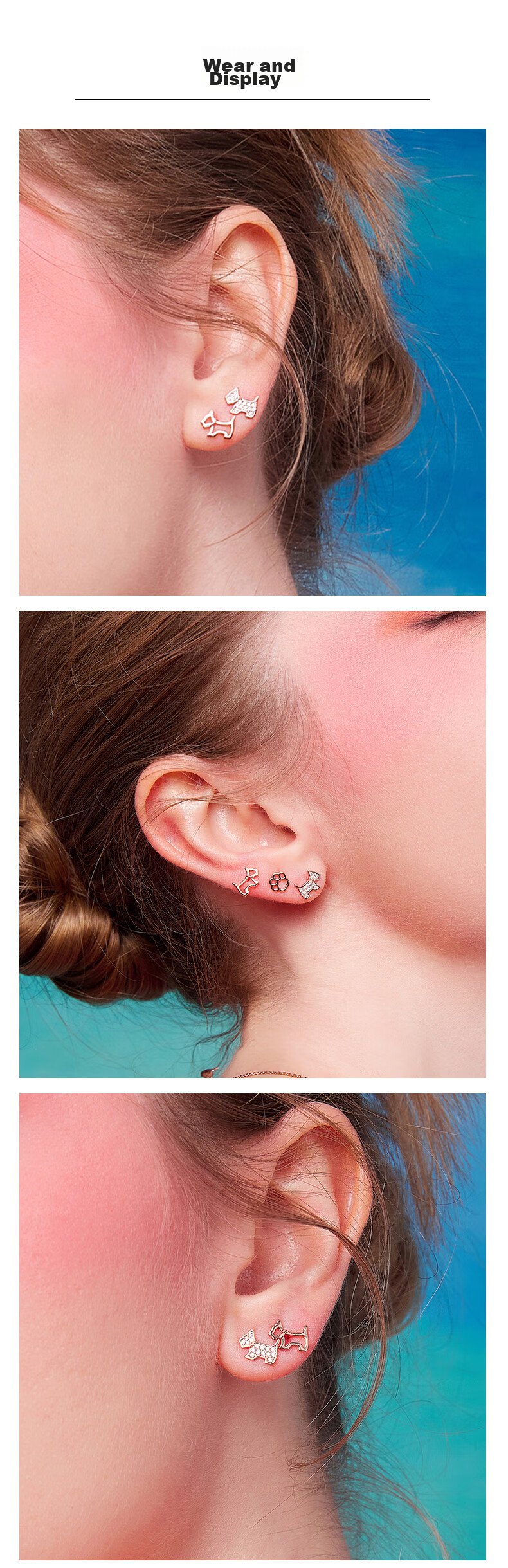 AGATHA Hollow Dog Silver Stud Earrings for Women, Birthday Gift for Girlfriend Or Best Friend, Elegant Earrings 3