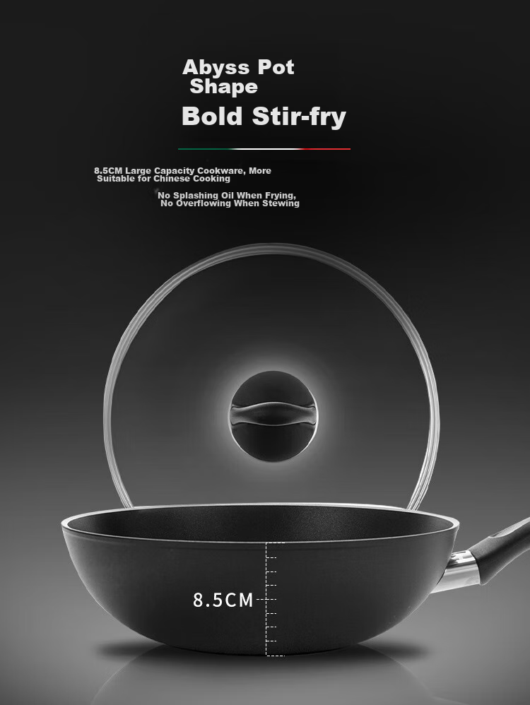 BALLARINI Non-Stick Wok, Imported Stir-Fry Pan, Chinese Cooking Pot, Specially Designed for Gas Stoves, 28cm Leiyato Series 8