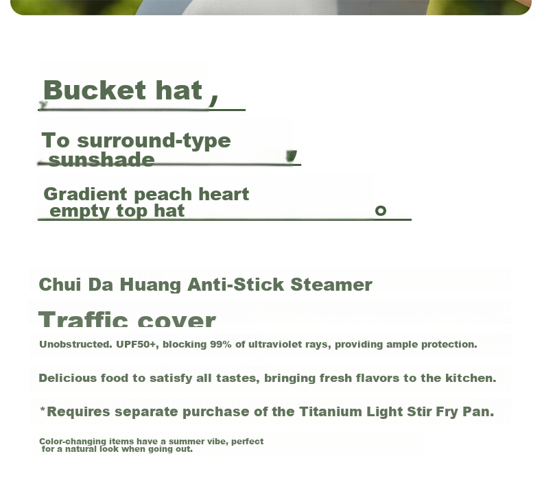 VVC Sun Protection Hat for Women, Sun Visor, UV-Resistant Wide-Brimmed Bucket Hat, Gradient Gray 2