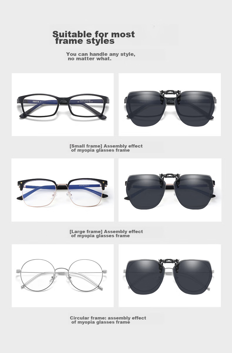 LESCA LUNETIER Myopia Sunglasses Clip for Men, Driving-Specific Polarized UV Protection for Women, High-Definition Black And Gray Lens (Daily Use) 10