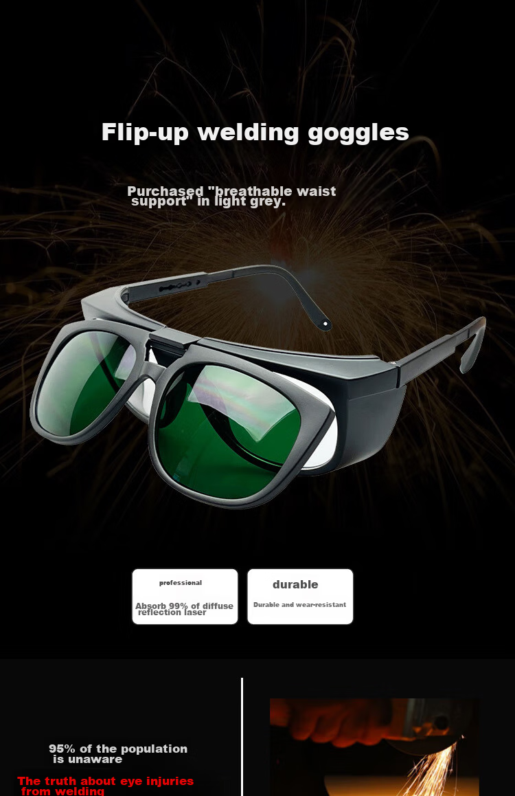 GUANNUODA Flip-Up Welding Goggles, Welder's Sunglasses, Arc Welding Protection Glasses, Anti-Glare Laser Cutting Safety Eyewear 1