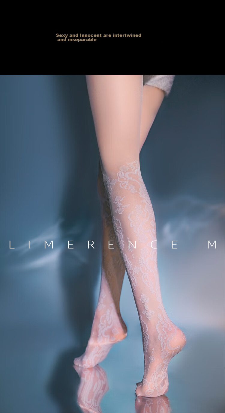 Limerence Venus T-Crotch Stockings, Ultra-Thin Vintage Elegant White Silk Patterned Sexy Dance Versatile Lace Pantyhose 6