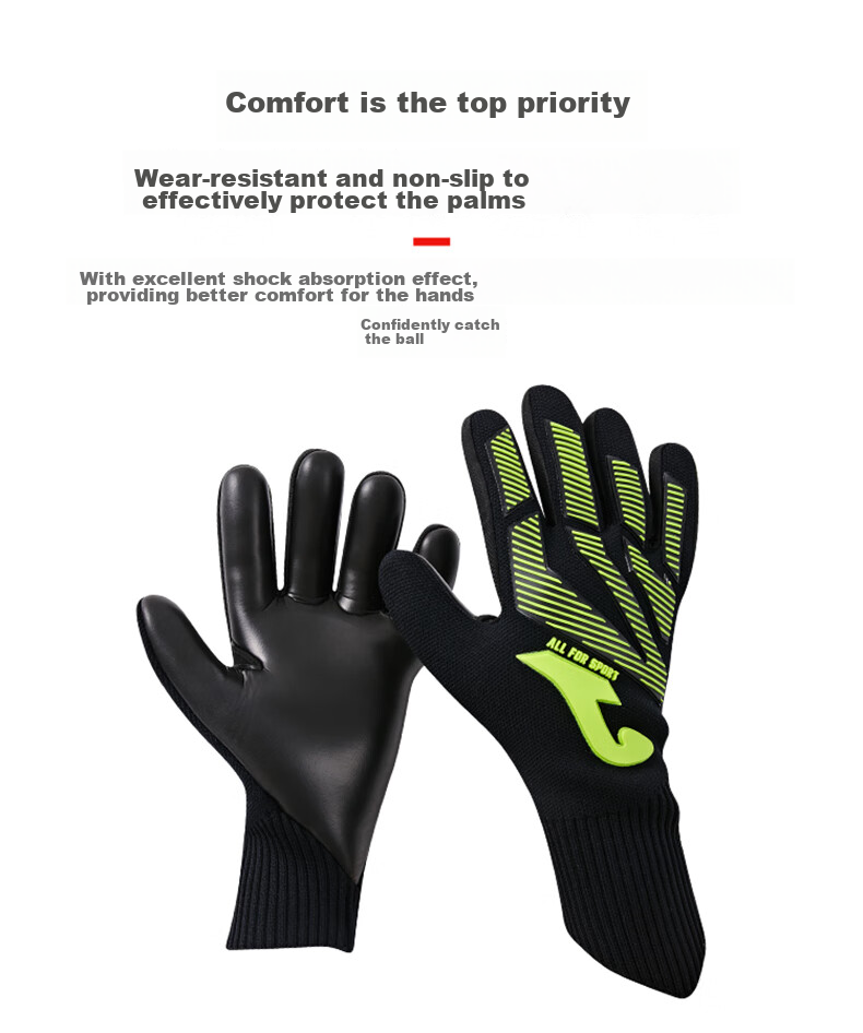 JOMA Soccer Goalkeeper Gloves for Adults And Children, Thickened Non-Slip Shock-Absorbing Competition Training Goalie Gloves Equipment Protective Gear 8