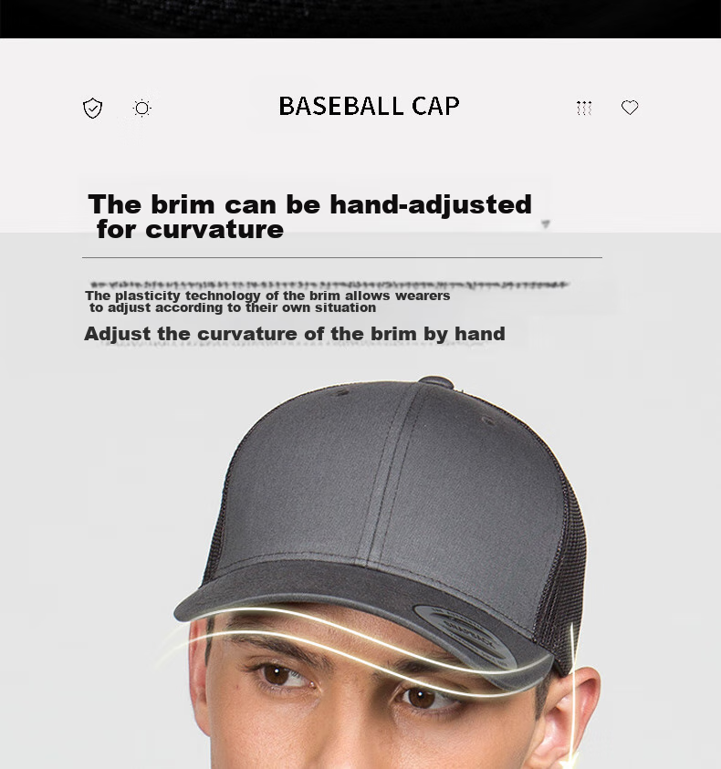 FLEXFIT Men's Mesh Baseball Cap, Spring And Summer Sun Protection Hat, Adjustable Truck Driver Visor Cap, One Size Fits All 6