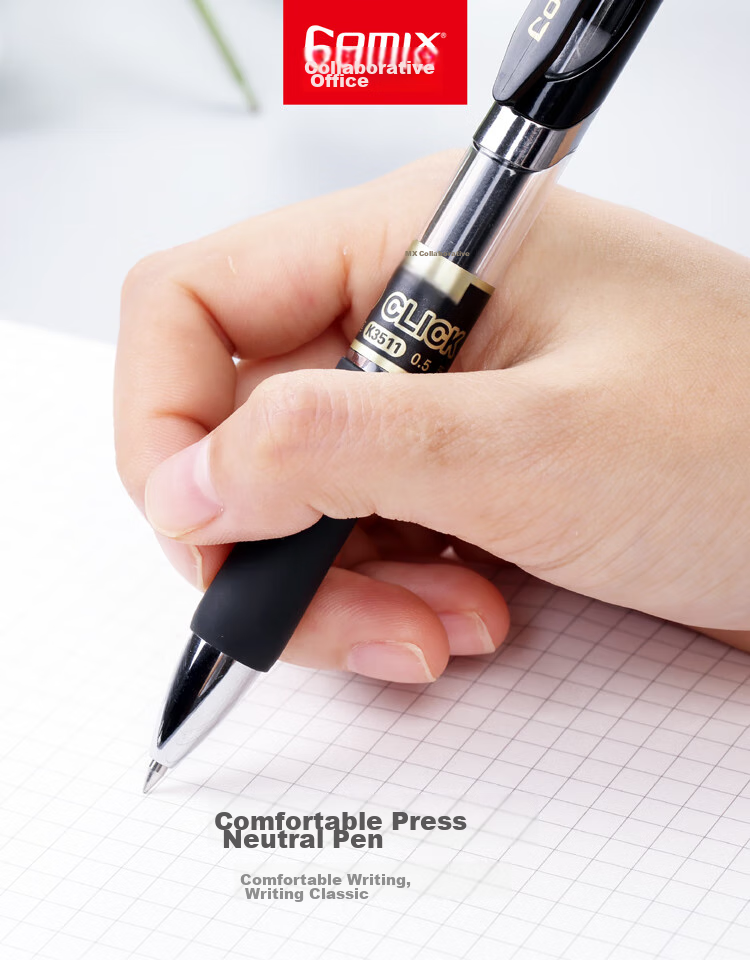 COMIX Smooth Writing Retractable Gel Pen/Click Pen/Signed Pen/0.5mm Bullet Tip/Red, 12 Pens/Box, K3511 1