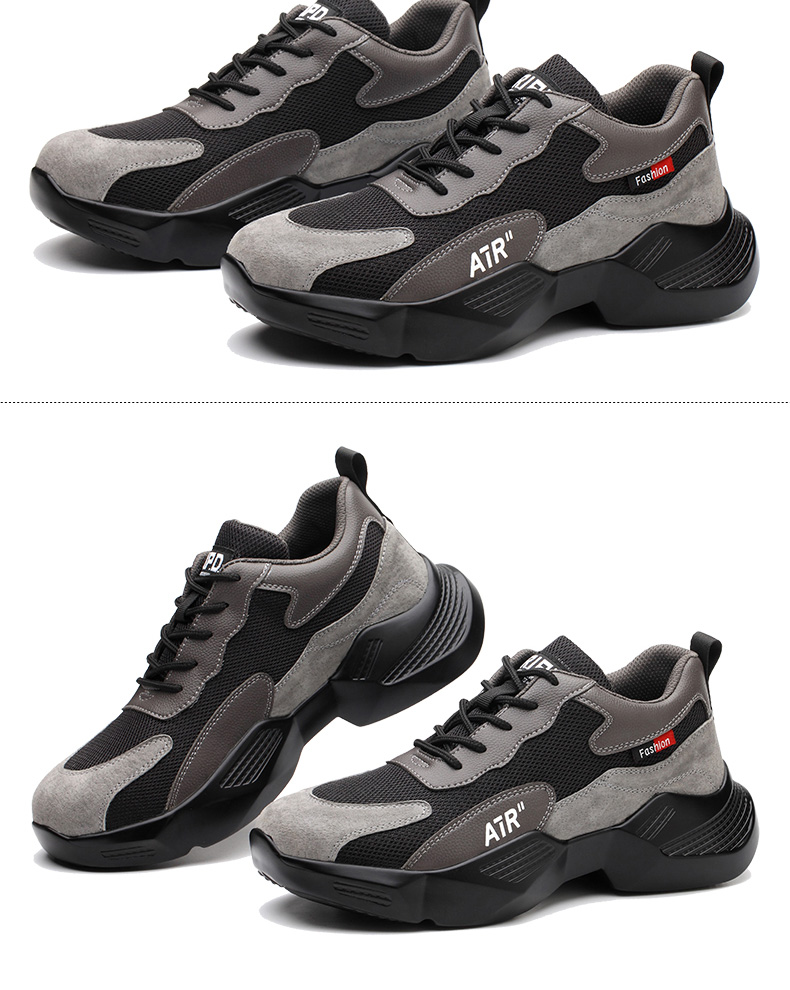 FUCHENG Safety Shoes for Men, Summer Breathable Lightweight Steel Toe Anti-Smashing Anti-Puncture Comfortable Wear-Resistant Work Safety Protective Shoes 359 Size 42 11