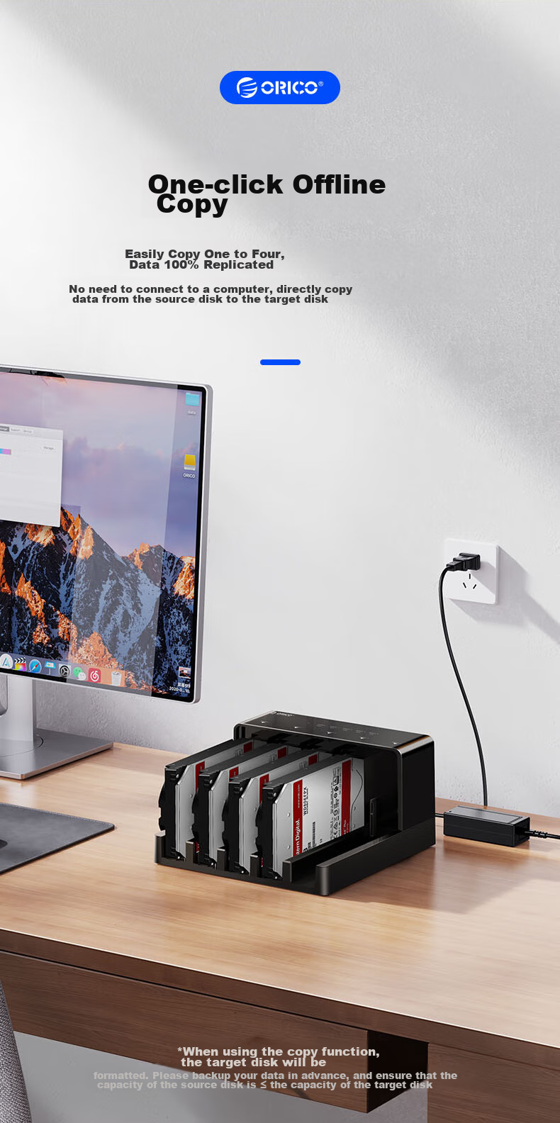 ORICO External Hard Drive Dock USB3.0 Offline Copying 2.5/3.5 Inch SATA/SSD Solid State Mechanical Hard Drive External Dual-Bay Cloning Machine 6528US3-C 5