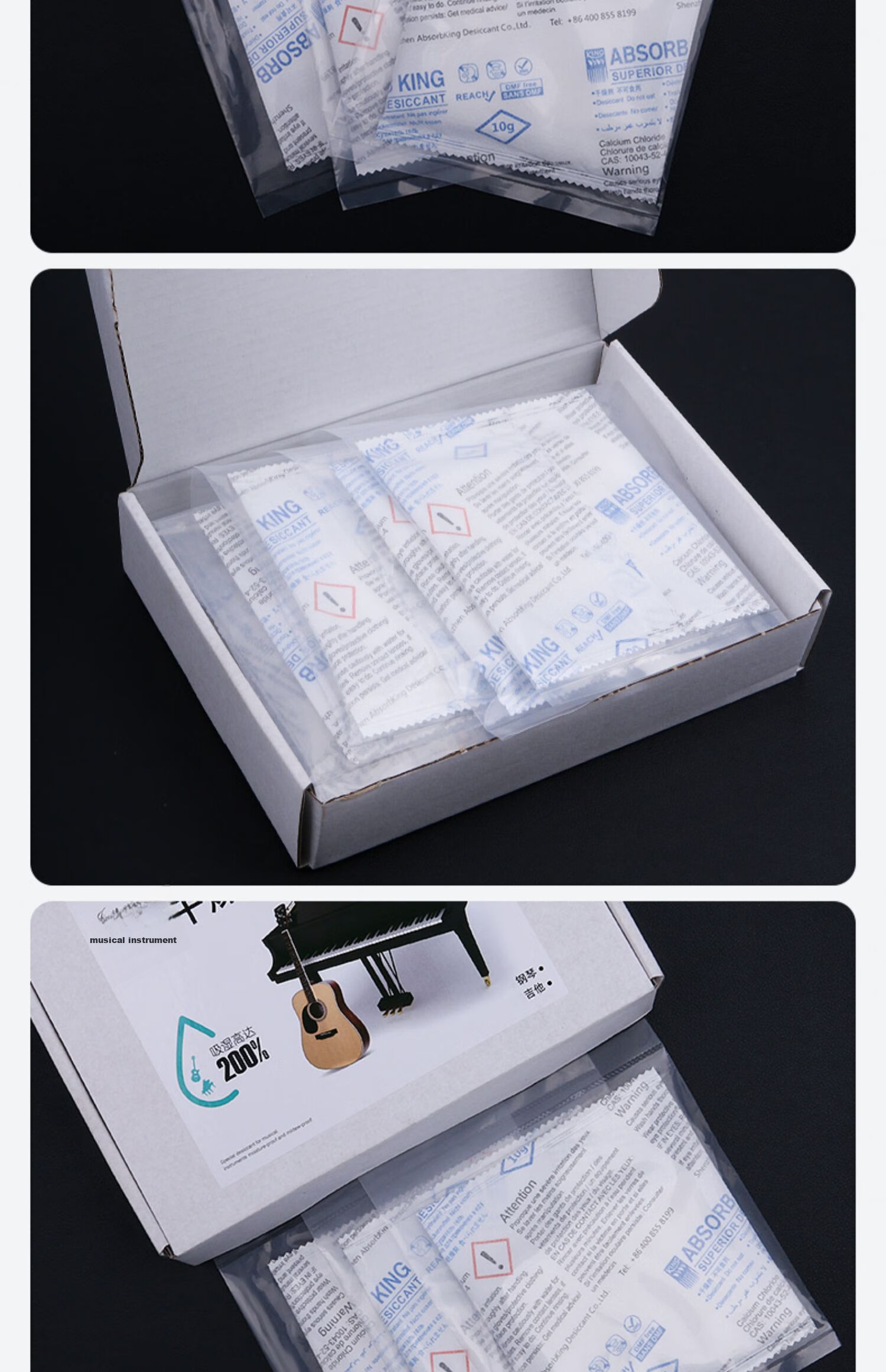 Maneryuepu Guitar Desiccant, Piano Ukulele Violin Dehumidifier, Guzheng Wooden Instrument Dehumidifying Pack 10