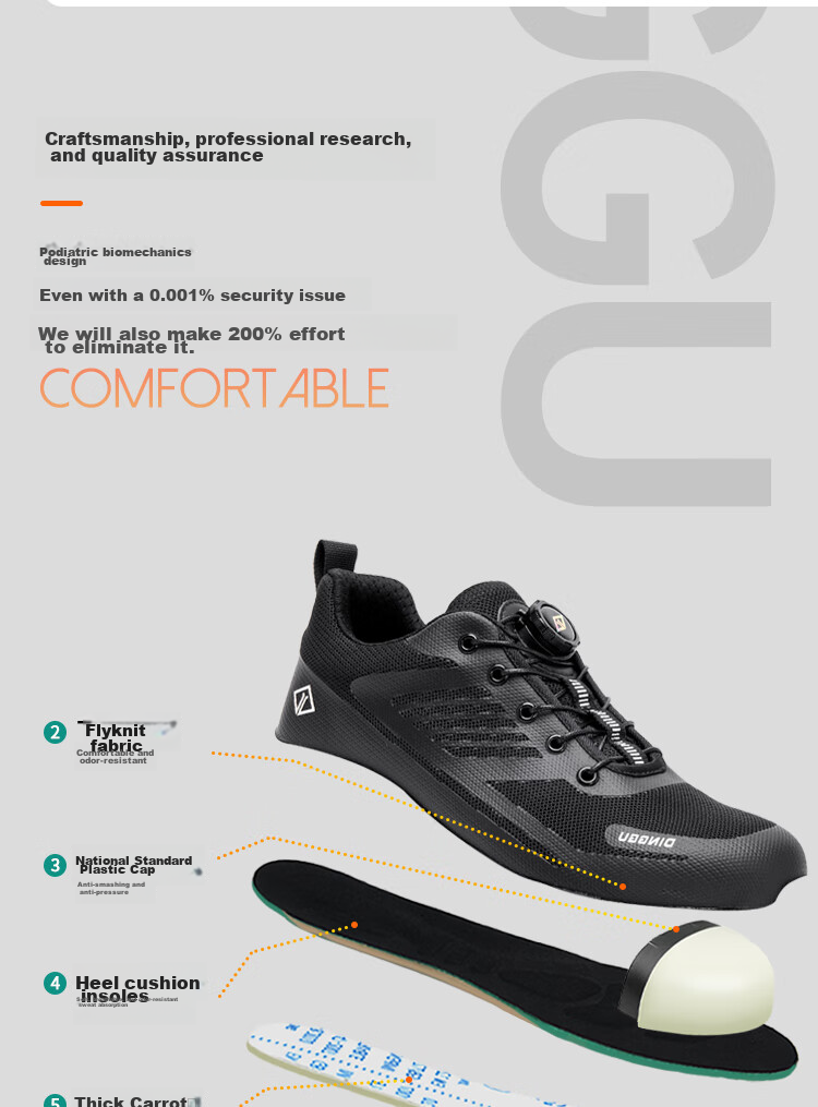 Dinggu Intelligent Buckle Safety Shoes, Lightweight And Comfortable Work Shoes, [Best-Selling All-Season Model] JD1322hei41 2