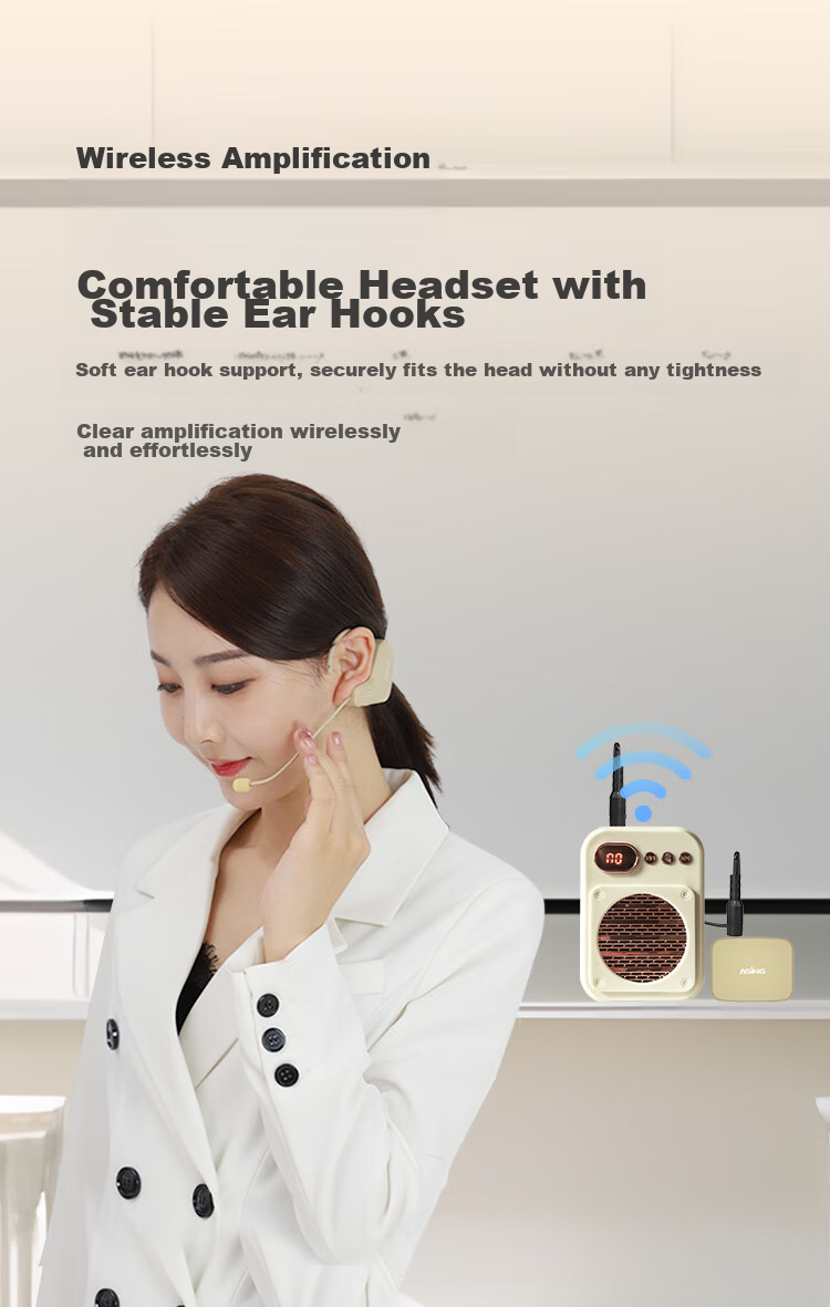 ASiNG WM03 Pro Wireless Microphone, Teacher's Classroom Lapel Mic, Amplifier-Specific Headset, Conference Performance Headphones, Microphone Amplifier Speaker 3