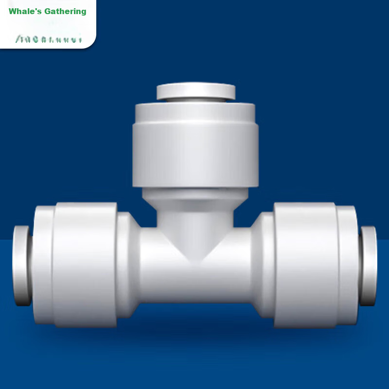 Jingwanhui Universal Water Purifier Accessories, 1/4 Inch Quick Connect Elbow, PE Pipe Quick Connector, Water Pipe Tee Fitting, 5 Pieces Per Pack, W908