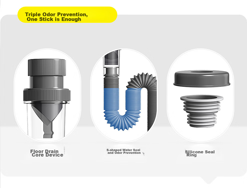 Haili Sink Drain Pipe, Anti-Odor Basin Drain, Flexible Hose Wall Drainage Pipe, ABS Material, 73318Q 7