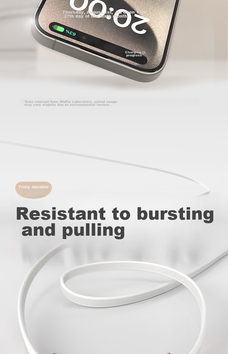 WOPOW [Built-In Retractable Cable] 65W GaN Desktop Charger, Multi-Port PD Fast Charging, Low Temperature Operation without Heating, Suitable for Apple Huawei Xiaomi Android Laptops, White 4