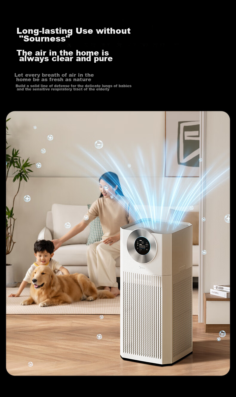 Midea [Super Large Purification Capacity] Formaldehyde Digital Air Purifier for Rhinitis, Home Use, Odor Elimination, Allergens, Pollen, Pet Hair Removal T1000 Lite 22