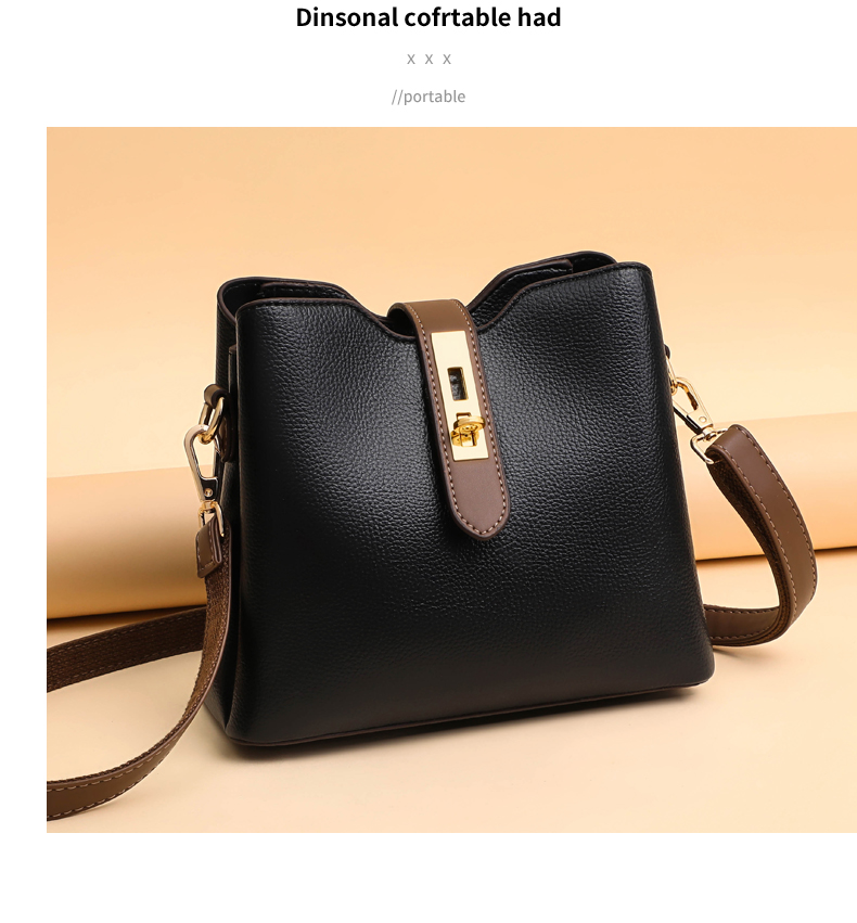 Viney Women's Handbag, Cowhide Crossbody Bucket Bag, Luxury Brand Shoulder Bag, Practical Birthday And Mother's Day Gift for Mom 5