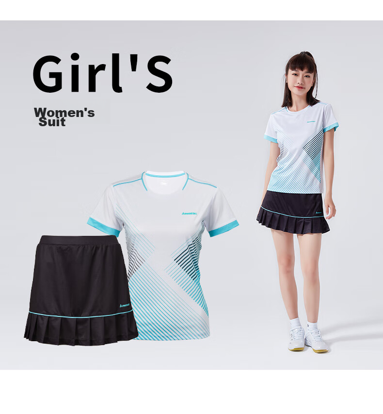 KAWASAKI Badminton Outfit Set Summer Style Sports Quick-Dry Short-Sleeve T-Shirt Training Team Uniform A1806 Men's White And Black XL 6