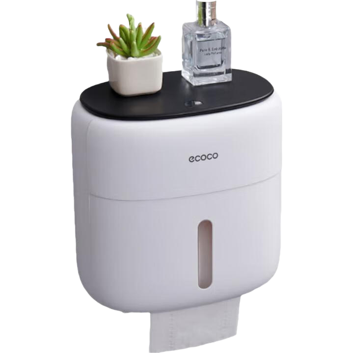 Ecoco Bathroom Tissue Box, Double-Layer Wall-Mounted, No Drilling Required