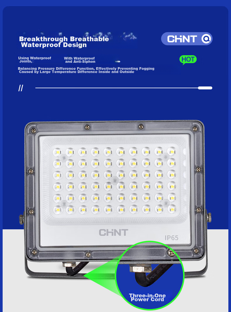 CHNT LED Floodlight, Outdoor Garden Factory Exterior Lighting, Courtyard Light, Spotlight, IP65 Waterproof, High Brightness, 30W 18