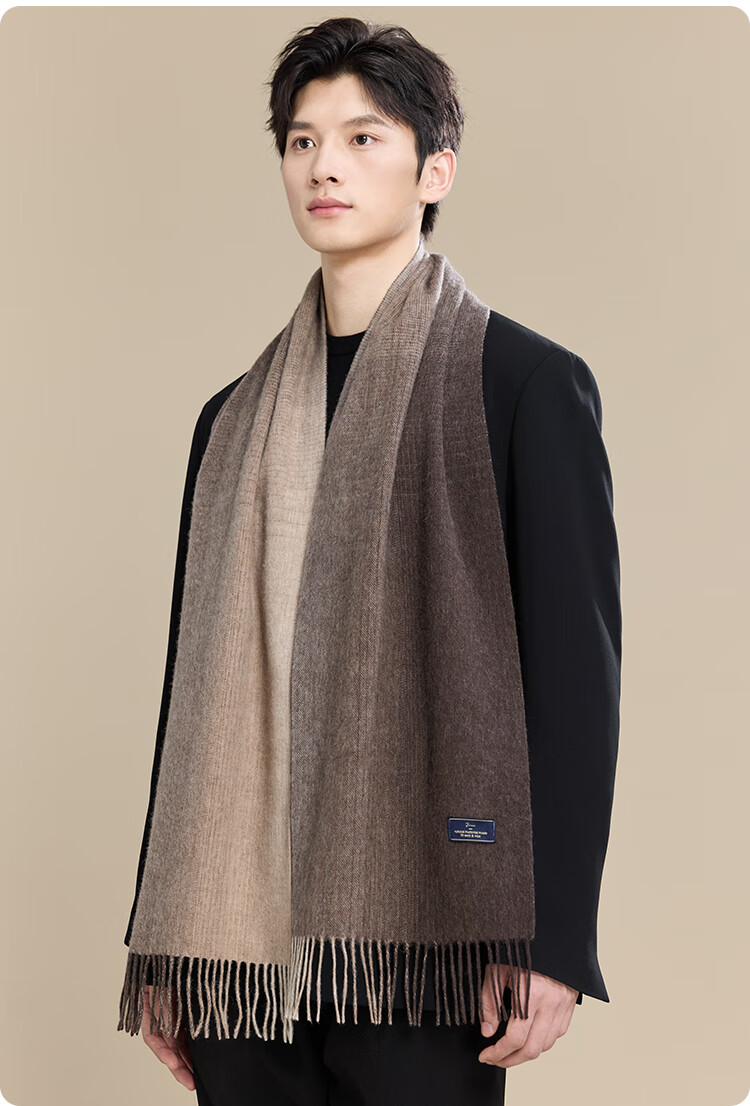 JIUMU Pure Wool Scarf for Men, Autumn And Winter Warm Neck Warmer, Gift for Men, Fathers, Mid-Autumn Festival, Birthday Present, Gift Box Packaging 12