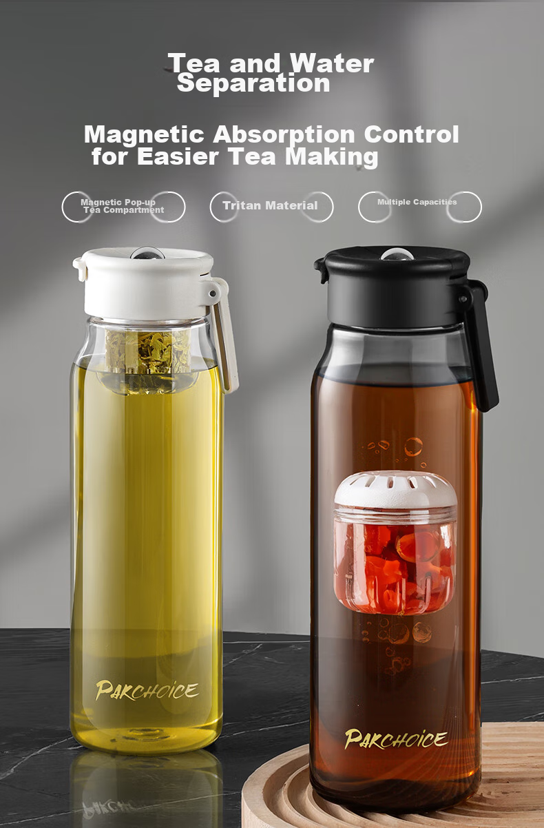 PAKCHOICE Magnetic Tea Infuser Cup, Tea-Water Separation Magnetic Cup, Tritan Large Capacity Tea Infuser Cup, Portable Car Water Bottle 1