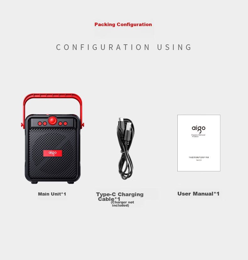 Aiguozhe T51 Bluetooth Speaker, Outdoor Square Dance Sound System, High Volume Handheld Portable Speaker, Small Home Subwoofer Amplifier, Street Vending Payment Player 15