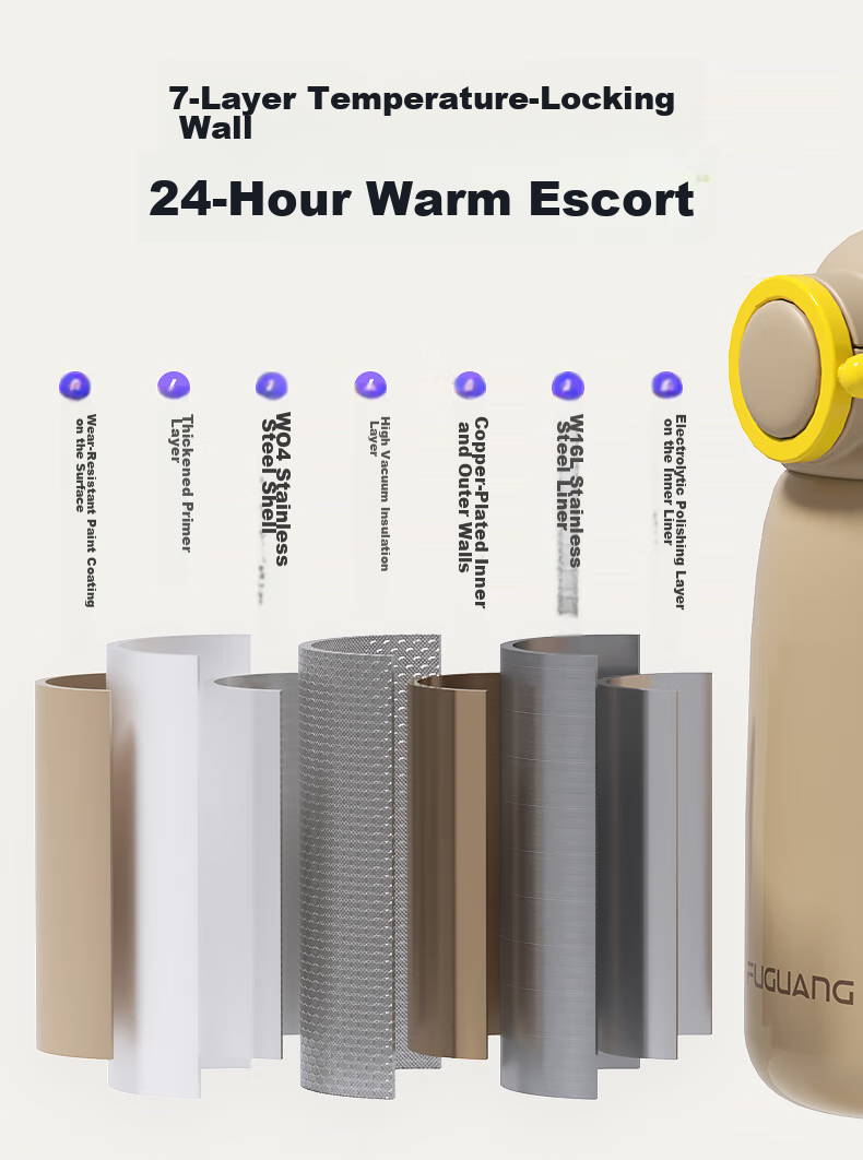 FGA Fuguang Children's Insulated Cup Water Bottle 316L Stainless Steel Double Lid Exquisite Gift Box for Boys And Girls Students Brow 10