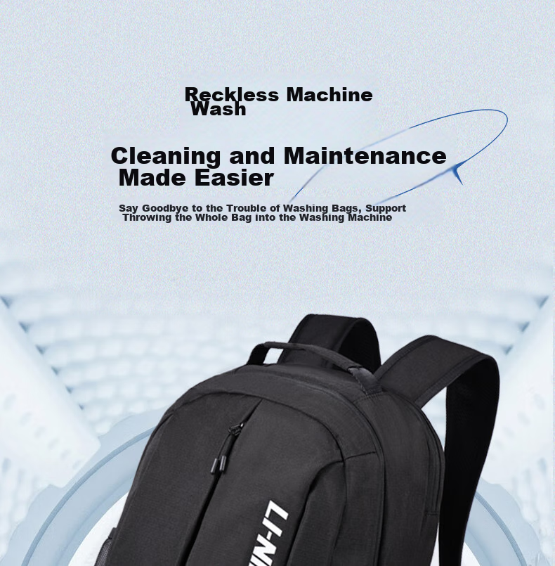 Li-Ning Backpack, High School Student Backpack, Unisex Shoulder Bag, Middle School Laptop Bag, Outdoor Travel Bag, Large Capacity Hiking Backpack, Black 21