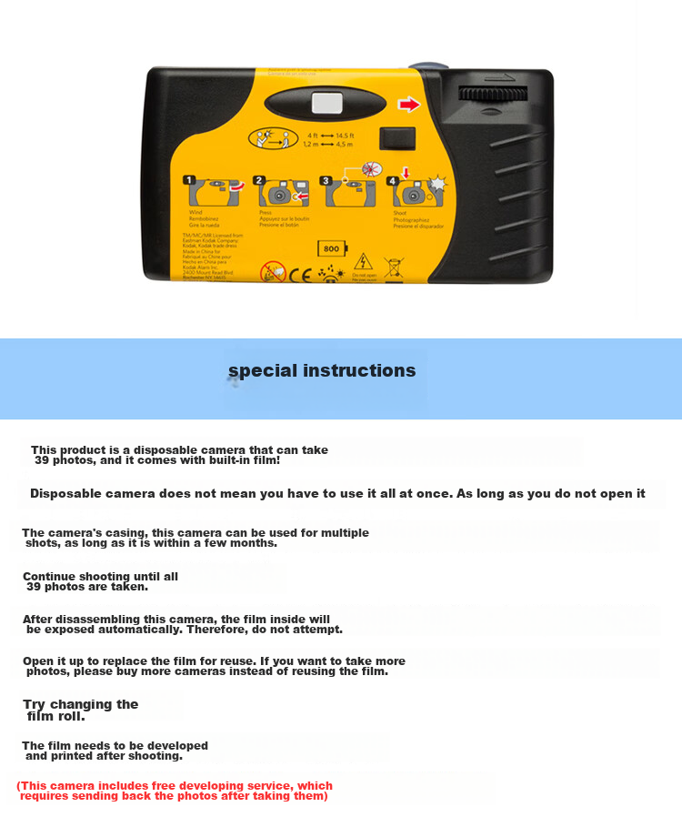KODAK Disposable Film Camera, Children's Camera, 39-Frame Film Camera with Flash, Film Included 6