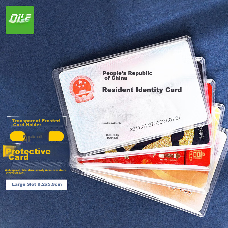 DiLe Transparent Frosted Card Holder for ID Cards, IC Cards, Social Security Cards, Bus Cards, Membership Cards, Protective Case 6513 (Pack of 40)