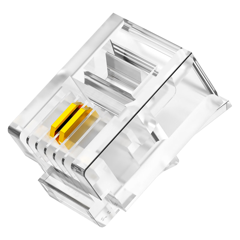 SK-LINK Engineering Grade 6P2C Telephone Crystal Head, 2-Core Voice Telephone Line Connector, RJ11 Two-Core Telephone Voice Crystal Head Plug, Pack of 100, SK-RJ11
