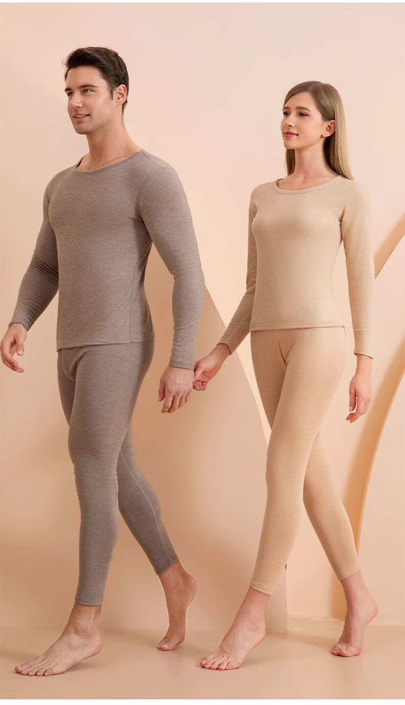LangSha Women's Thermal Underwear, New Autumn And Winter 2026 Collection, Cashmere And Silk Blend, 7A Antibacterial Round Neck, Warm Base Layer Top And Bottom Set 26