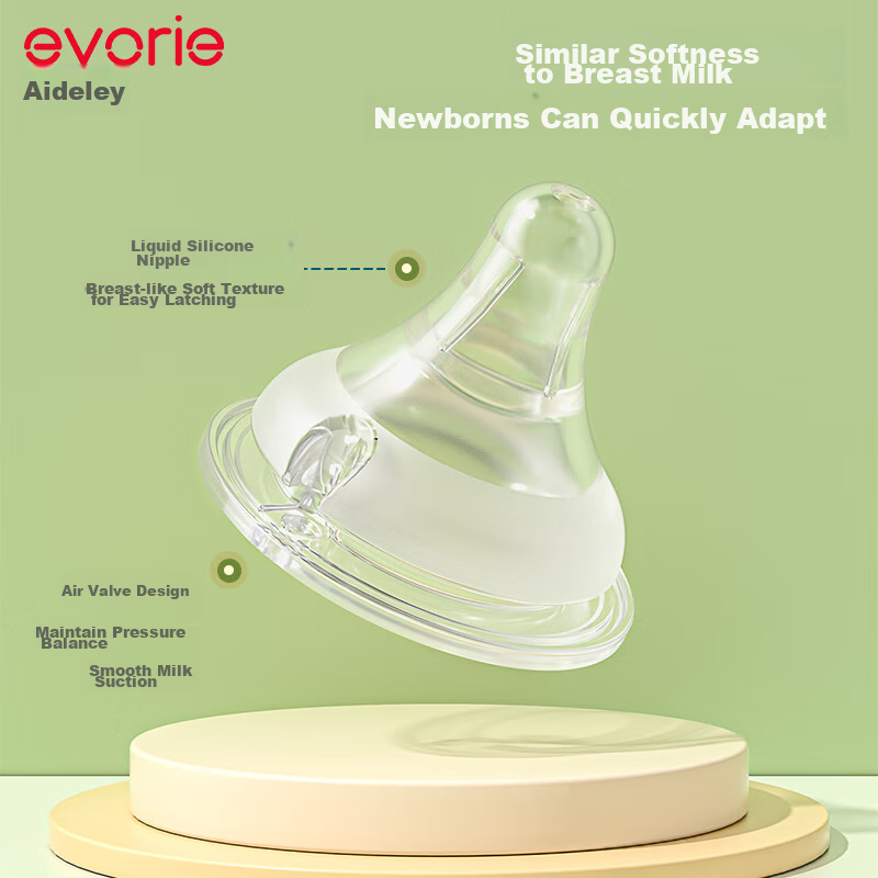 Evorie Glass Baby Bottle, Wide Neck with Protective Sleeve And Handle, Infant Bottle 160ml (0-3 Months+)