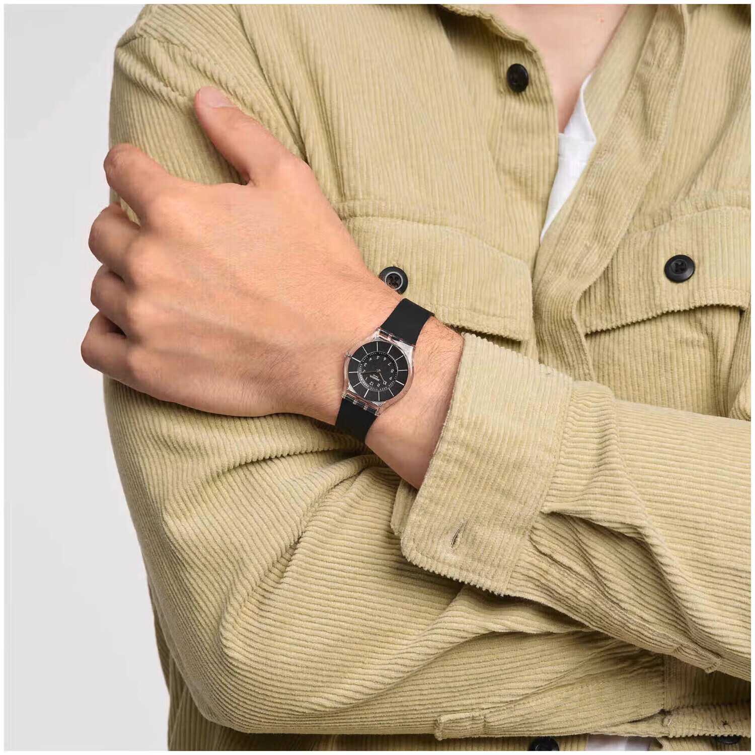 Swatch Swiss Watch, Ultra-Thin Quiet Student Exam Wristwatch Quartz Watch Graduation Gift, Mosquito Wing Black 2.0