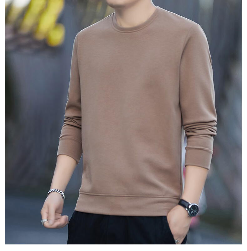 ROMON Men's Sweatshirt Spring and Autumn Long Sleeve Pullover T-Shirt Casual Comfortable Jacket Base Shirt 8170 Black L 12