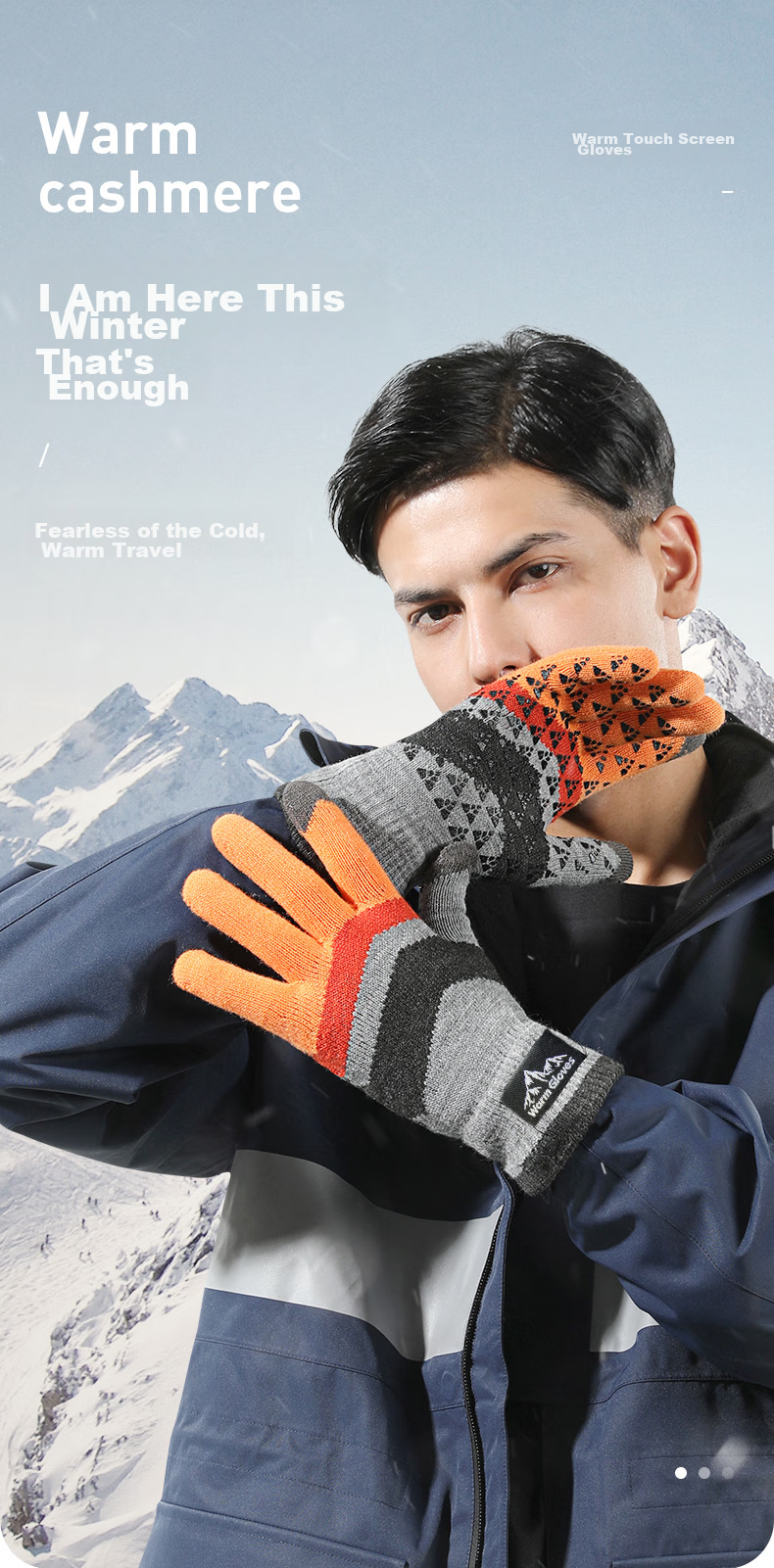 Yaphtes Winter Gloves, Warm Outdoor Bicycle Knitted Gloves, Cold-Resistant Full-Finger Wool Gloves for Men And Women, Maple Yellow 1