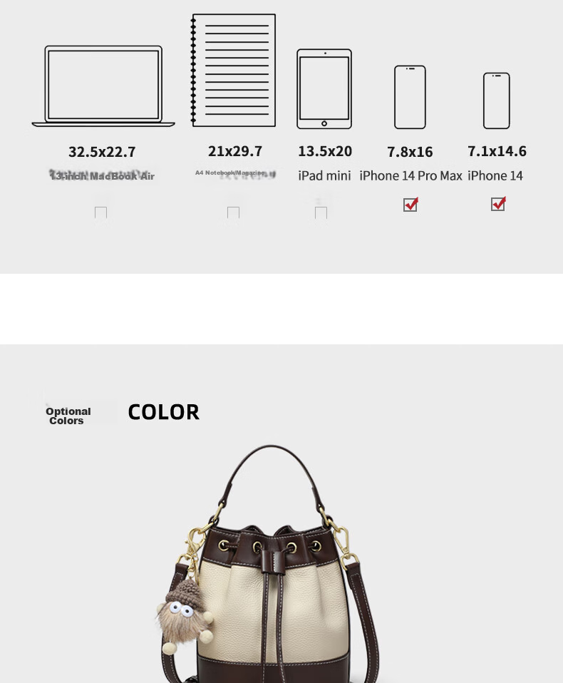 Viney Leather Handbag, Women's Crossbody Bucket Bag, Luxury Shoulder Tote Bag, Practical Birthday Mother's Day Gift for Mom 6