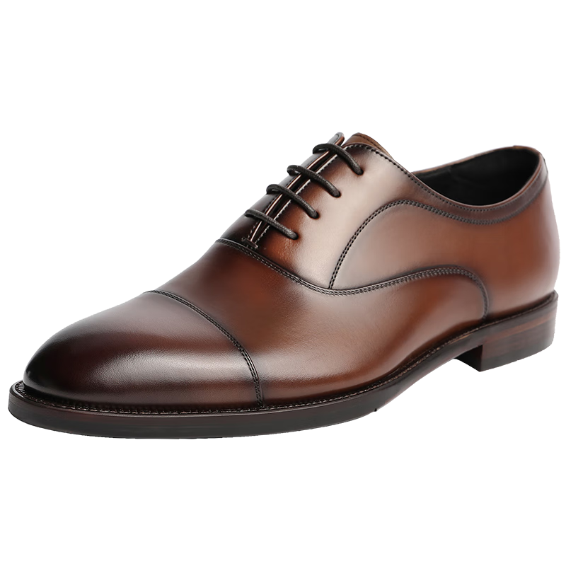 Belle Zhang Linghe Same Style Formal Leather Shoes Gift Box Men's Cowhide Wedding Shoes 59736CM1 Brown Size 40