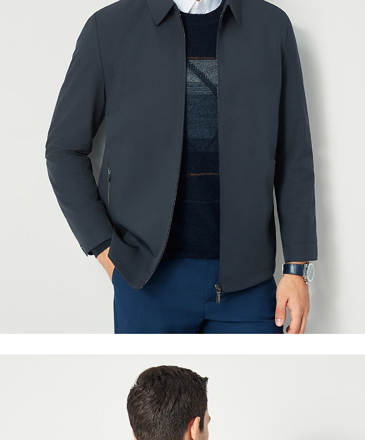 FIRS Lapel Jacket for Men, Business Casual Simple Wrinkle-Resistant Windproof Warm Zip-Up Cardigan Jacket Outerwear for Me 6